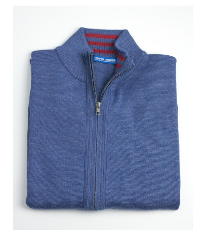 CHAQUETA MEZCLA LANA MERINO AZUL INDIGO