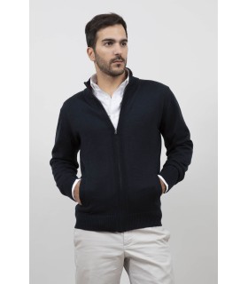 Compra marca CHAQUETA MEZCLA LANA MERINO AZUL MARINO en Knitewearstor - Textiles Campillo