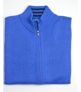 Compra marca CHAQUETA MEZCLA LANA MERINO AZUL en Knitewearstor - Textiles Campillo