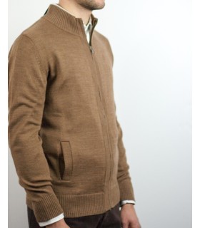 CHAQUETA MEZCLA LANA MERINO MARRON CLARO