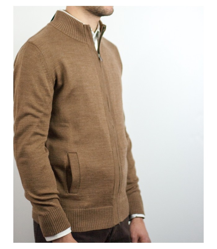 CHAQUETA MEZCLA LANA MERINO MARRON CLARO