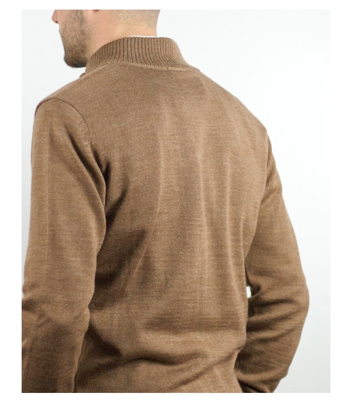 CHAQUETA MEZCLA LANA MERINO MARRON CLARO