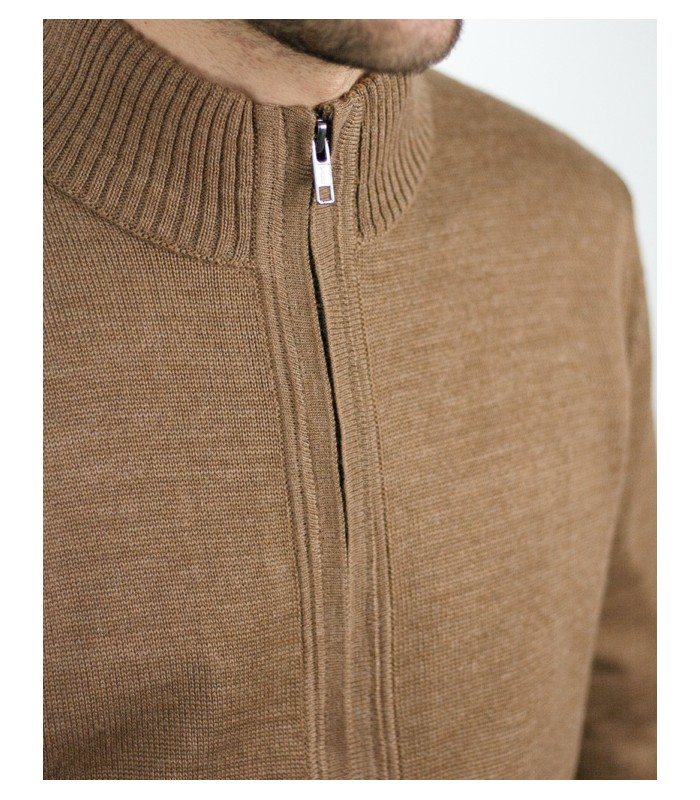 CHAQUETA MEZCLA LANA MERINO MARRON CLARO