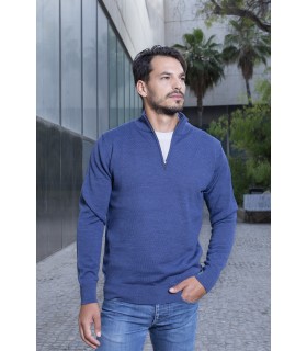 Compra marca SUETER CREMALLERA MEZCLA LANA MERINO AZUL INDIGO en Knitewearstor - Textiles Campillo