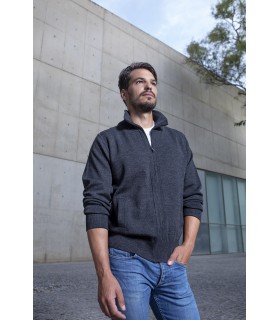 Compra marca CHAQUETA MEZCLA LANA MERINO GRIS OSCURO en Knitewearstor - Textiles Campillo