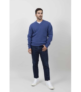 Compra marca SUÉTER GRUESO PICO MEZCLA LAMBSWOOL AZUL en Knitewearstor - Textiles Campillo