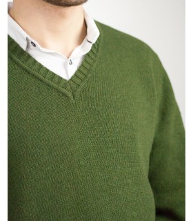 Compra marca SUÉTER GRUESO PICO MEZCLA LAMBSWOOL VERDE en Knitewearstor - Textiles Campillo