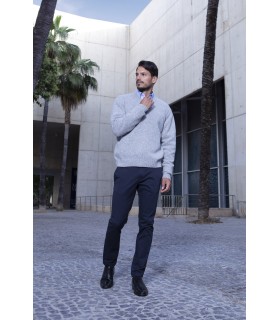 Compra marca SUÉTER GRUESO PICO MEZCLA LAMBSWOOL GRIS CLARO en Knitewearstor - Textiles Campillo