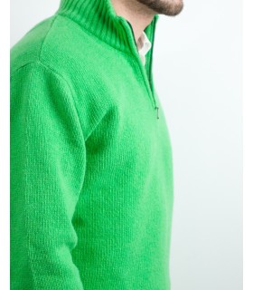 SUETER GRUESO CREMALLERA MEZCLA LAMBSWOOL VERDE