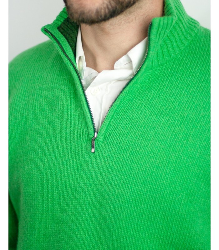 SUETER GRUESO CREMALLERA MEZCLA LAMBSWOOL VERDE