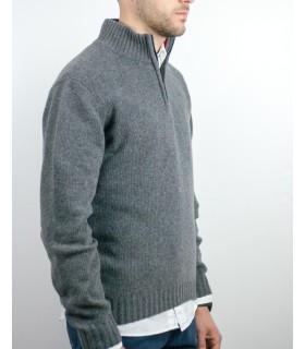 SUETER GRUESO CREMALLERA MEZCLA LAMBSWOOL GRIS MEDIO