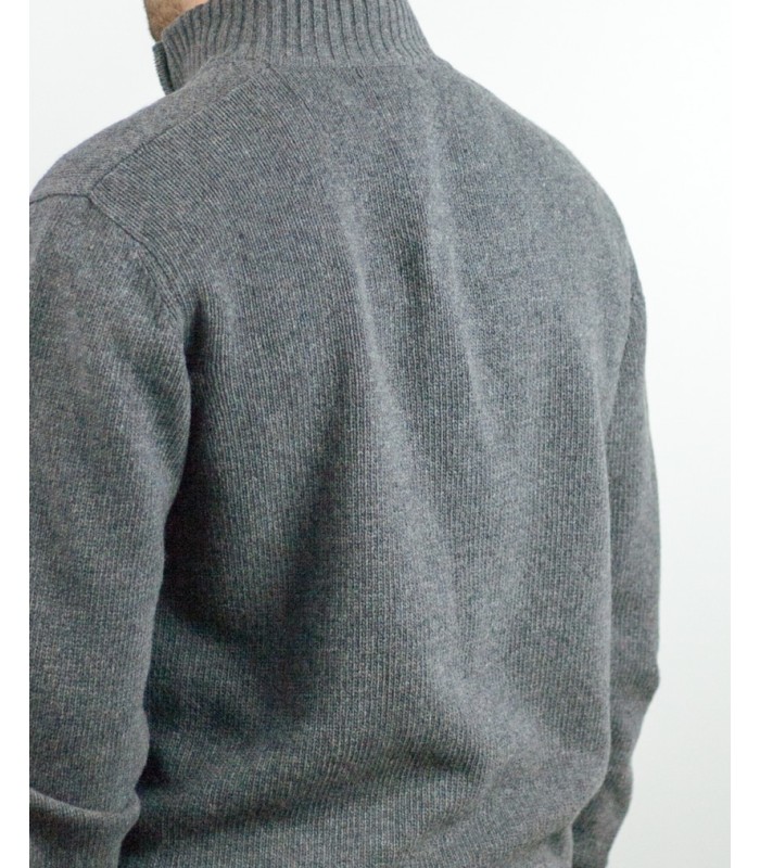 SUETER GRUESO CREMALLERA MEZCLA LAMBSWOOL GRIS MEDIO
