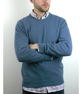 Compra marca SUETER CUELLO REDONDO MEZCLA LAMBSWOOL AZUL INDIGO en Knitewearstor - Textiles Campillo