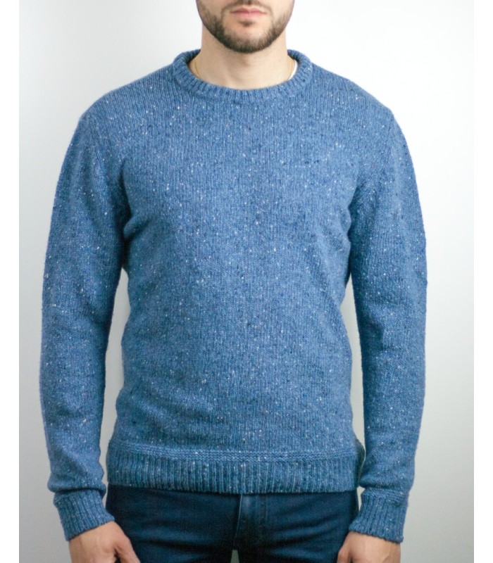 Sweater DAVID JORDA, round neck, made with recycled yarn Blue