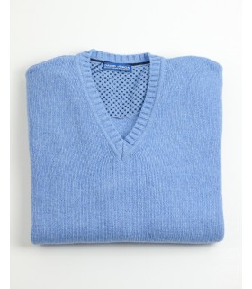 Compra marca SUETER GRUESO PICO MEZCLA LAMBSWOOL AZUL en Knitewearstor - Textiles Campillo