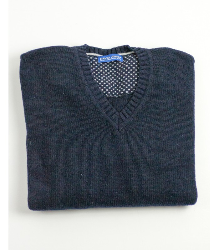 SUÉTER GRUESO PICO MEZCLA LAMBSWOOL AZUL MARINO