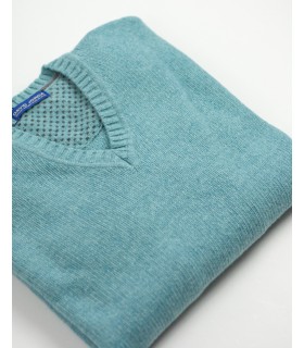 Compra marca SUÉTER GRUESO PICO MEZCLA LAMBSWOOL AZUL TURQUESA en Knitewearstor - Textiles Campillo