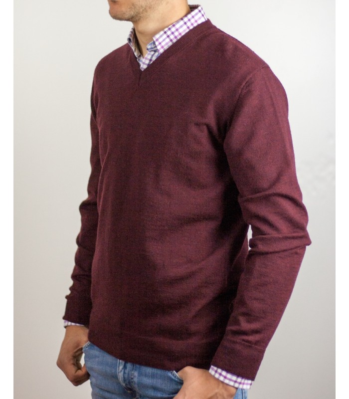 JERSEY PICO 100% LANA EXTRAFINA GRANATE