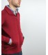 CHAQUETA MEZCLA DE LANA MERINO COLOR  ROJO OSCURO