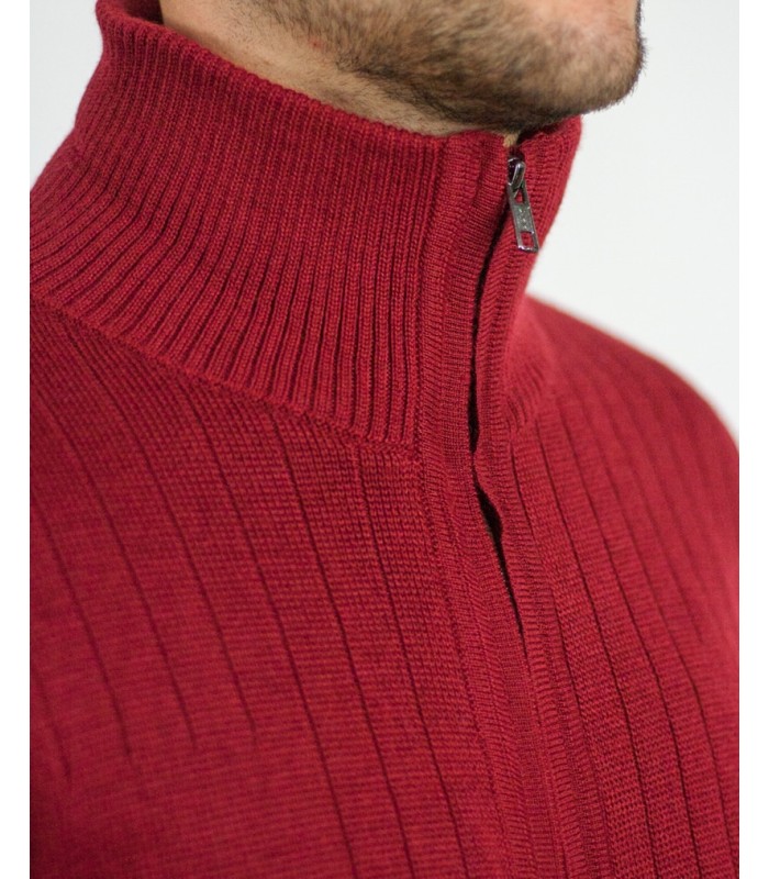 CHAQUETA MEZCLA DE LANA MERINO COLOR  ROJO OSCURO