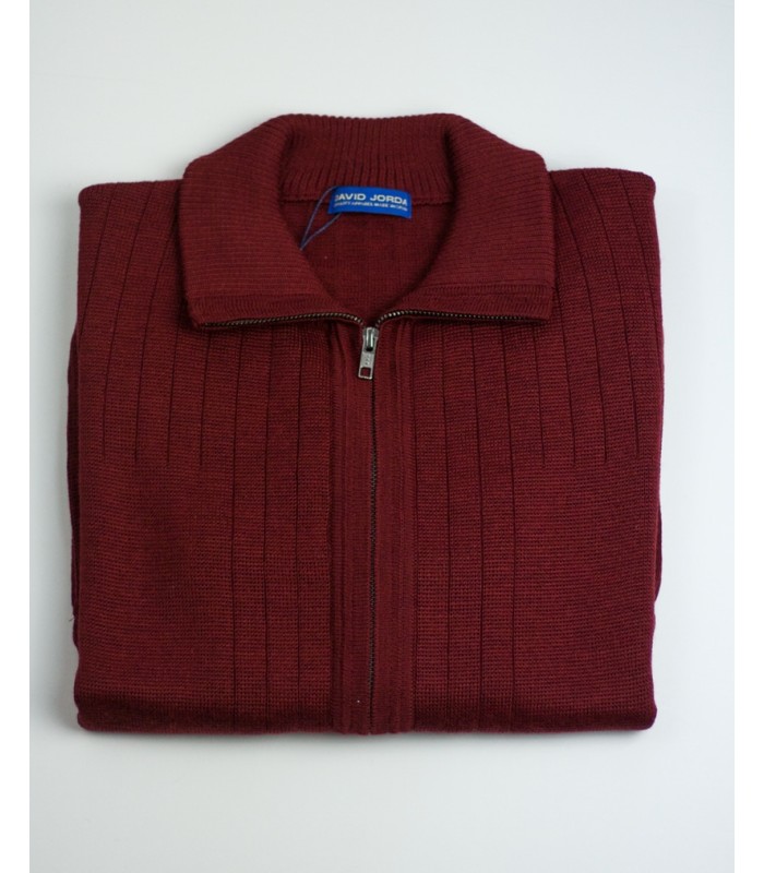 CHAQUETA MEZCLA DE LANA MERINO COLOR  GRANATE