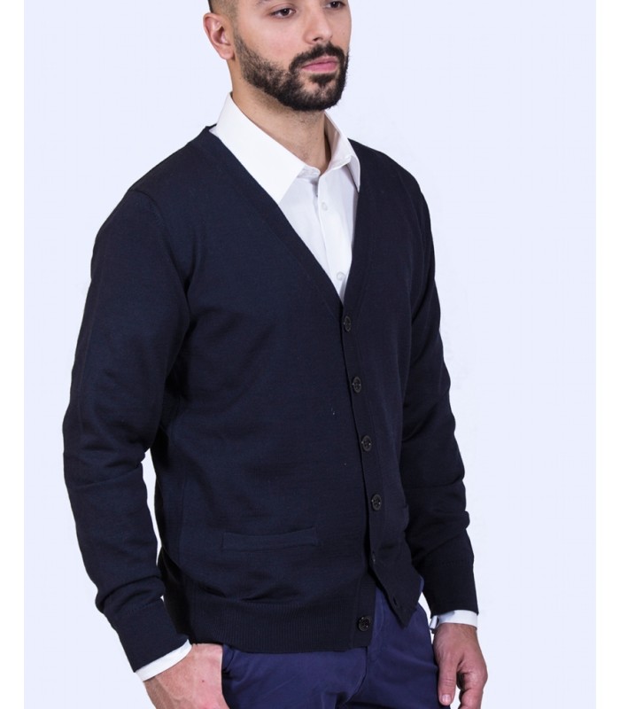 CHAQUETA CLASICA BOTONES MEZCLA DE LANA  AZUL MARINO