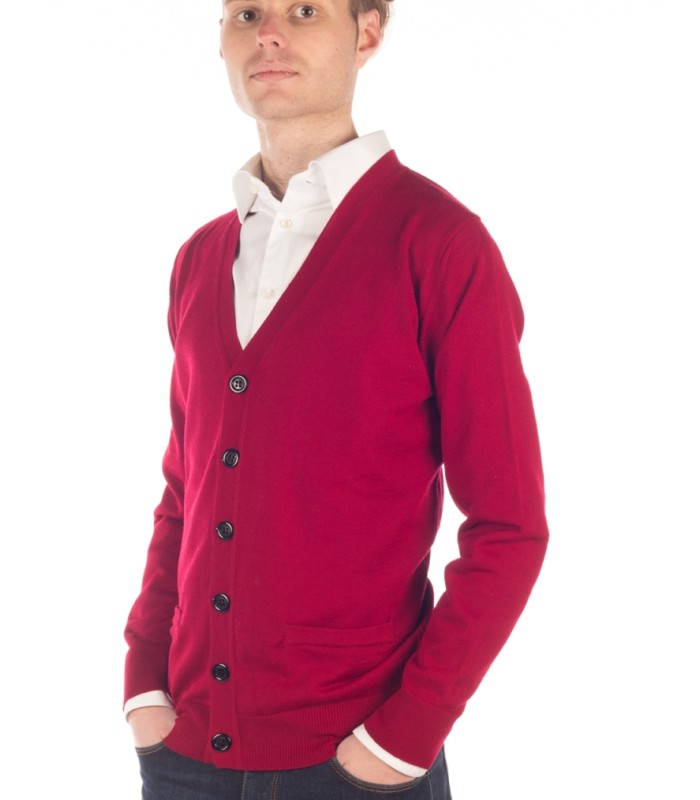 CHAQUETA CLASICA BOTONES MEZCLA DE LANA ROJO OSCURO