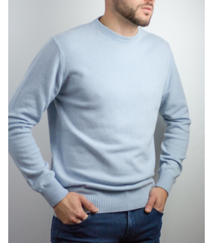 JERSEY REDONDO 100% CASHMERE CELESTE