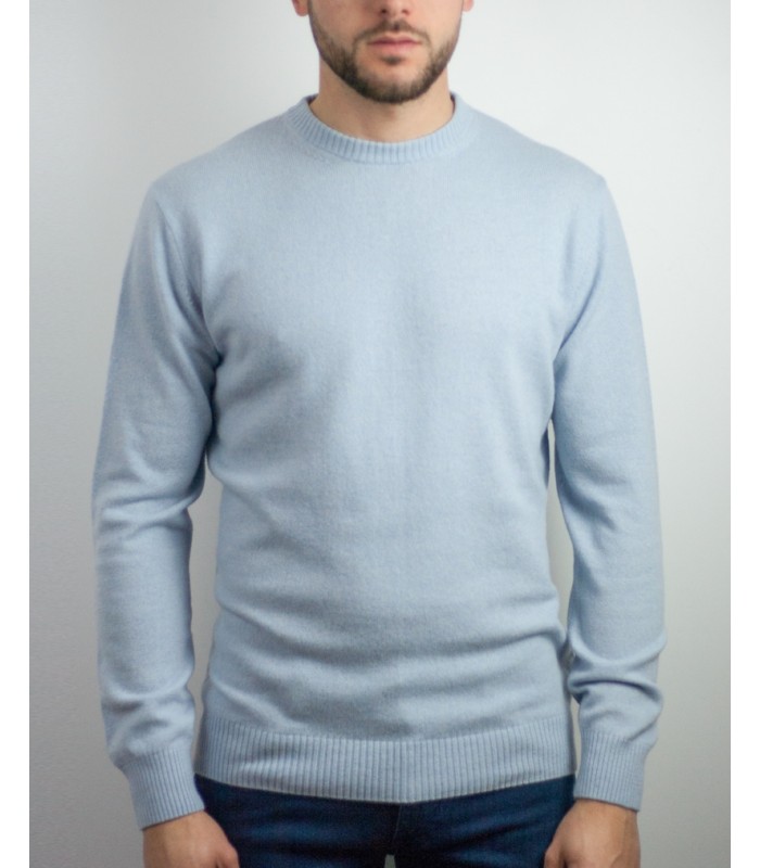 JERSEY REDONDO 100% CASHMERE CELESTE