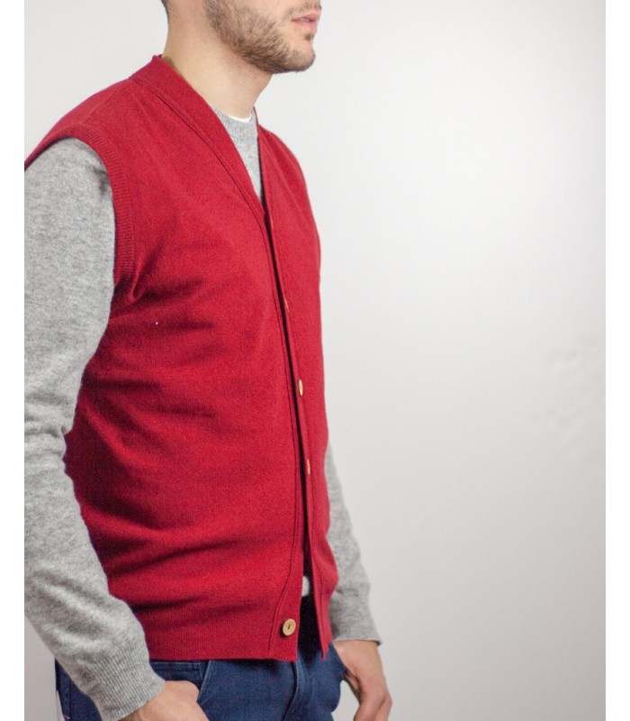 CHALECO BOTONES CON CASHMERE ROJO