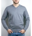 V-NECK SWEATER ORGANIC COTTON GREY