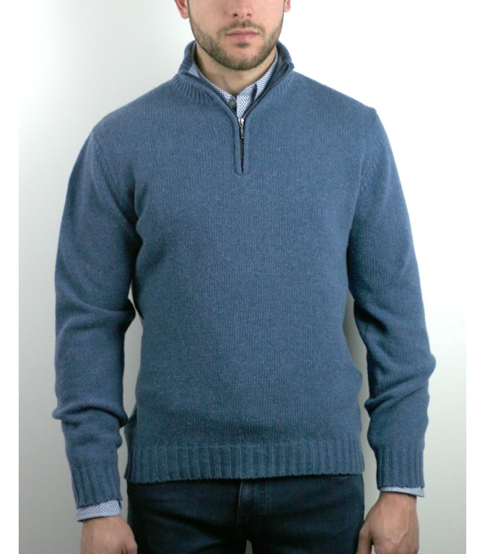 SUETER HOMBRE LAMBSWOOL CREMALLERA AZUL INDIGO