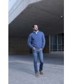 THICK ZIP SWEATER LAMBSWOOL BLEND INDIGO BLUE