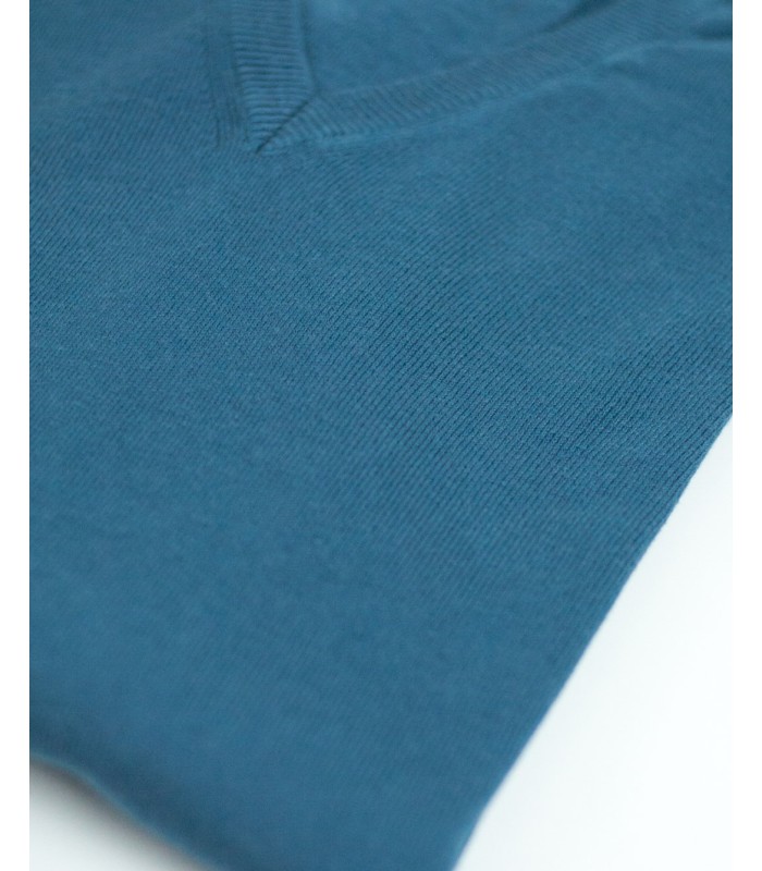 V-NECK SWEATER ORGANIC COTTON INDIGO BLUE