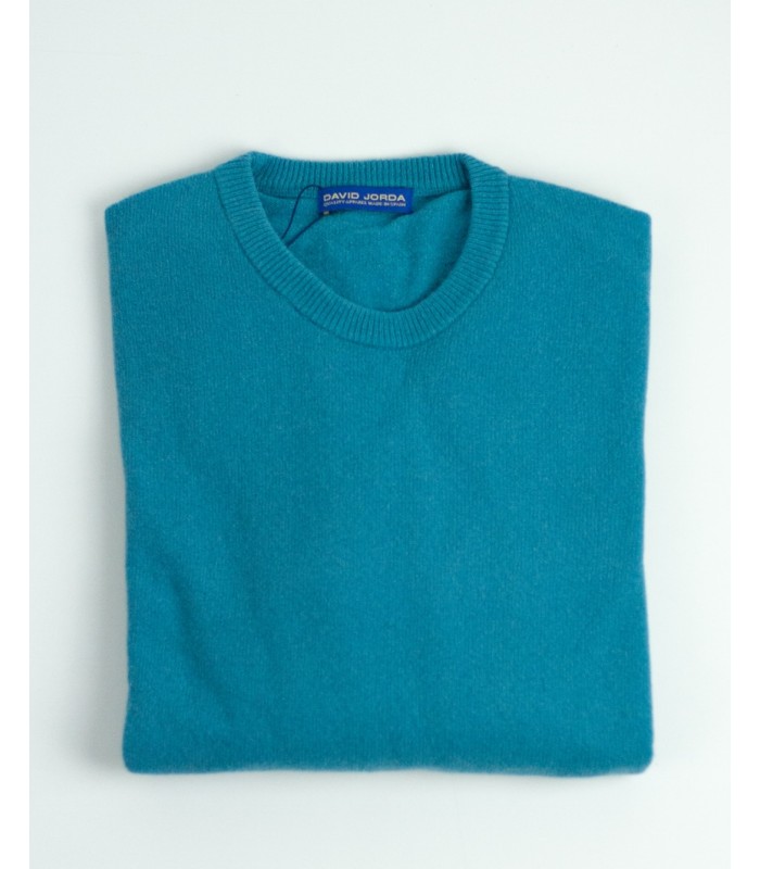 ROUND NECK SWEATER LAMBSWOOL BLEND TURQUOISE