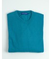 ROUND NECK SWEATER LAMBSWOOL BLEND TURQUOISE