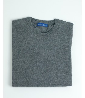 GREY ROUND NECK LAMBSWOOL BLEND