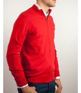 ZIP CARDIGAN ORGANIC COTTON RED