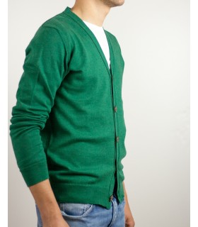 GREEN CARDIGAN WITH ORGANIC COTTON
