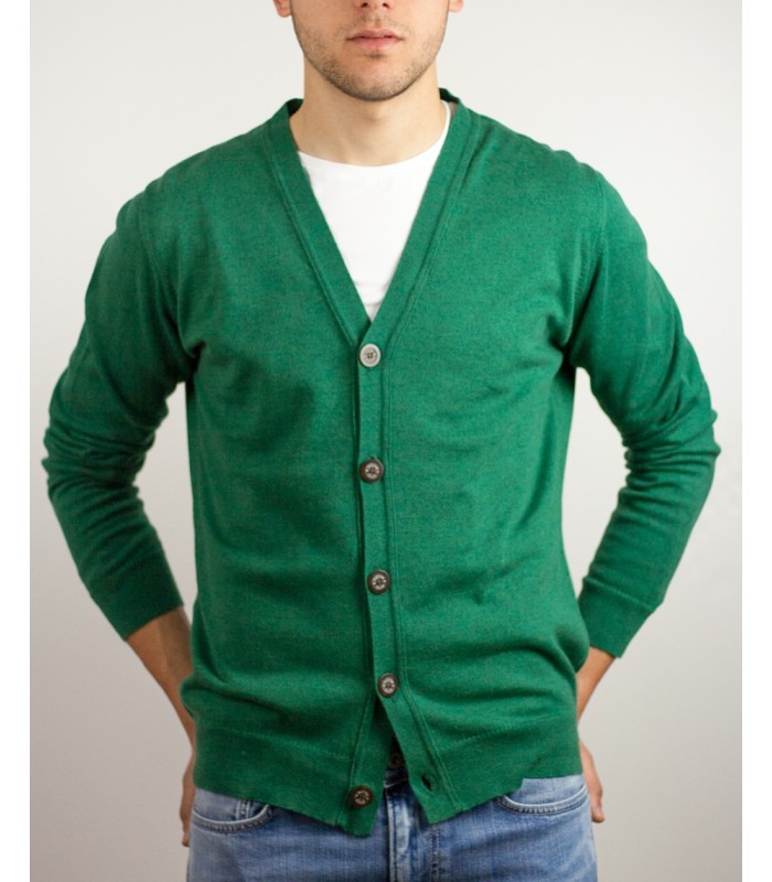 GREEN CARDIGAN WITH ORGANIC COTTON