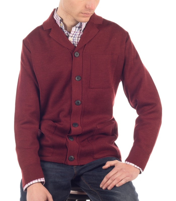 CLASSIC CARDIGAN WOOL BLEND GARNET