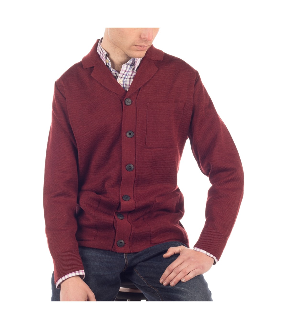 CLASSIC CARDIGAN WOOL BLEND GARNET