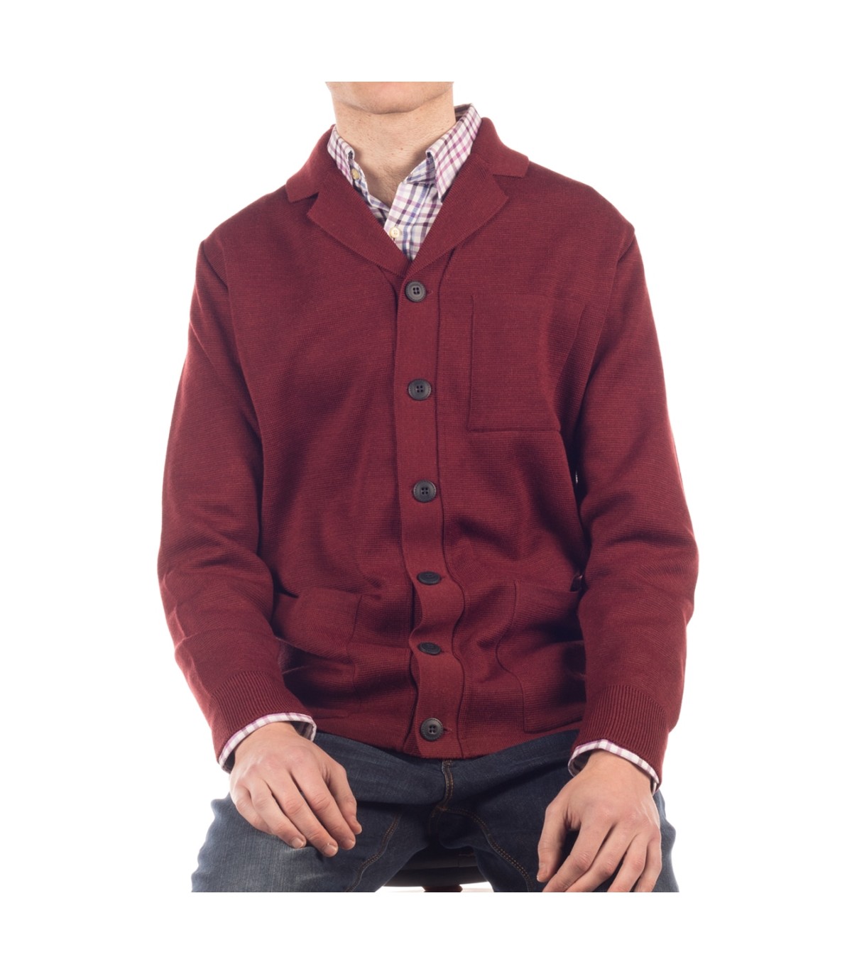 CLASSIC CARDIGAN WOOL BLEND GARNET