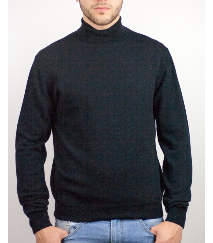 TURTLE NECK EXTRAFINE WOOL BLACK