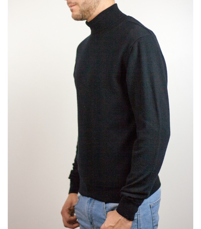 TURTLE NECK EXTRAFINE WOOL BLACK