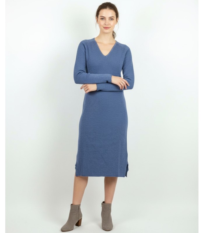 VESTIDO PICO CON CASHMERE AZUL