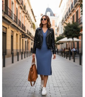 VESTIDO PICO CON CASHMERE AZUL