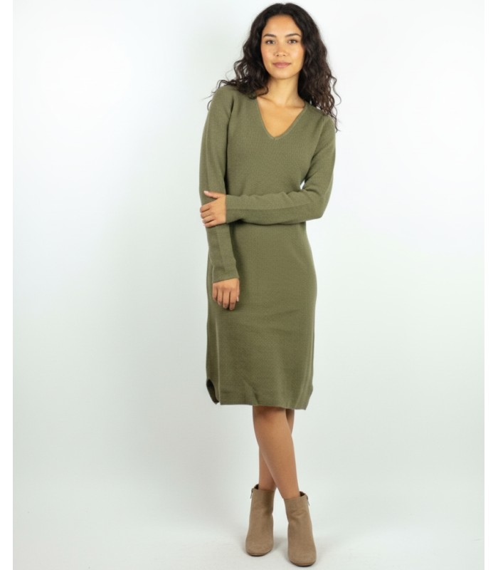 VESTIDO PICO CON CASHMERE VERDE OLIVA