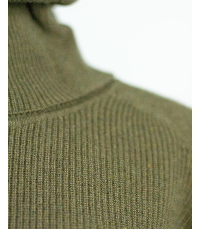 TURTLENECK DRESS WITH CASHMERE OLIVE