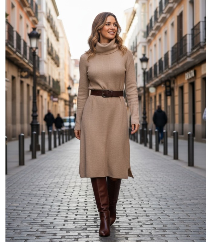 VESTIDO CISNE CON CASHMERE BEIGE
